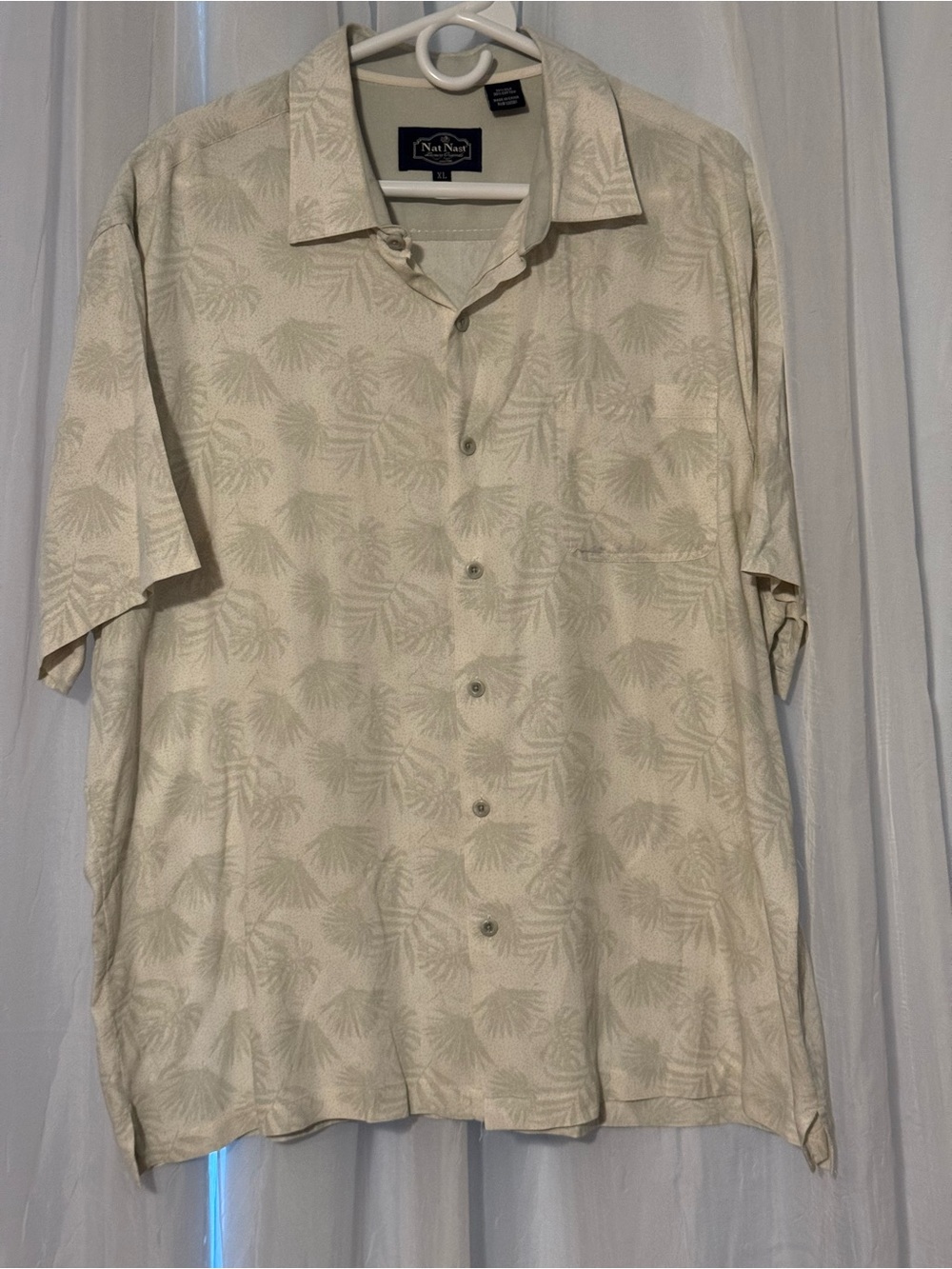 Nat Nast Luxury Originals Men XL Silk Cotton Tropical Camp Shirt